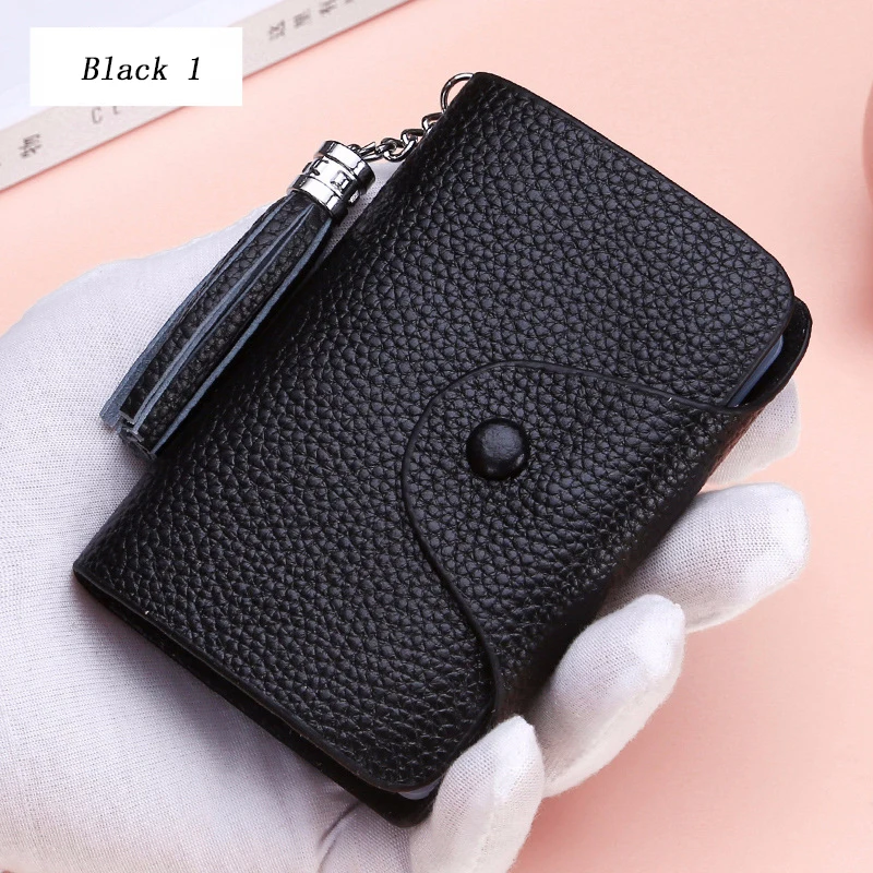 black 2 Держатель для кредитных карт, Женский кошелек из натуральной кожи, Женский кошелек для карт, держатель для карт, Женский держатель для банковских карт, держатель для паспорта - Цвет: black 2