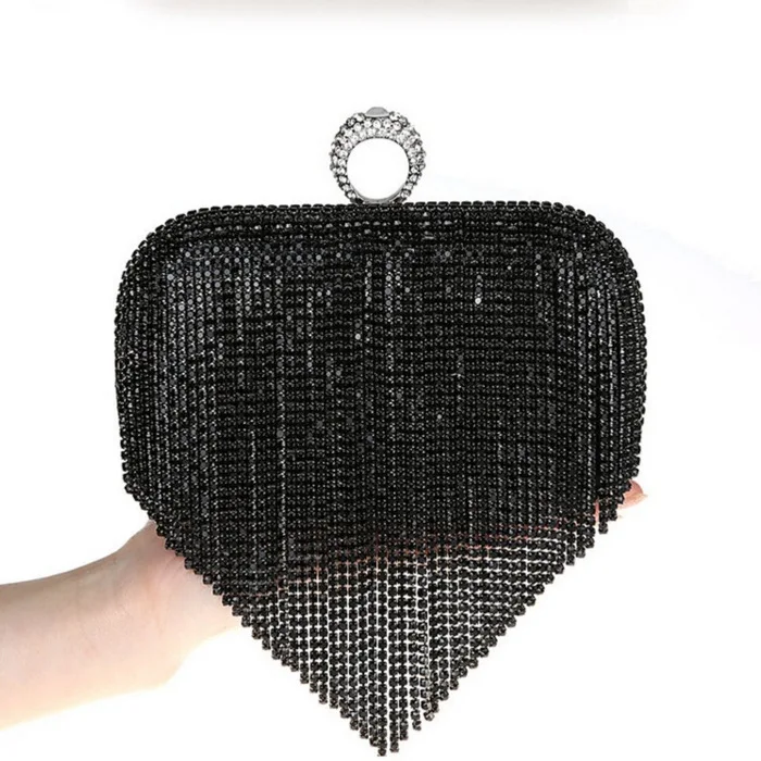 Украшение алмаз со стразами, Женская Роскошная вечерняя сумка клатч-кошелек, модная сумочка, вечерние платья для торжеств - Цвет: Black