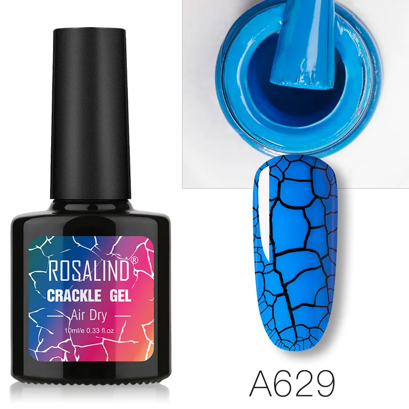 RBA629 ROSALIND Crackle Gel Polish Cracking Nail Lacquer Quick Drying Nail Art Gel Manicure For UV Semi Permanent Base Top Coat - Цвет: RBA629