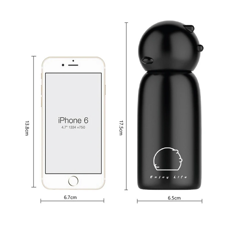 300ml Mini Cute Pig Nose Creative Mascot Vacuum Flask Double 304 Stainless Steel Insulation Cup Girl Cup 3 Color