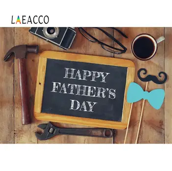 

Laeacco Wooden Board Happy Father's Day Moustache Photography Backdrops Blackboard Photo Backgrounds Photophone For Photo Studio