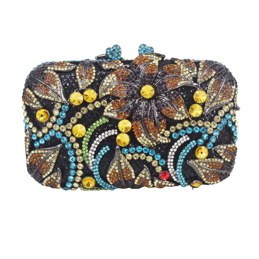 

Flower Designer Crystal Clutch Bags Emerald green Women Evening Bags Party Wedding Purse Female Handbags SC126