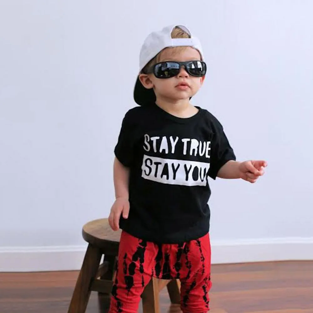Модная Детская футболка с надписью «Stay True Stay You»; хипстерские футболки с короткими рукавами для маленьких мальчиков и девочек; Детские Летние повседневные Забавные футболки; одежда