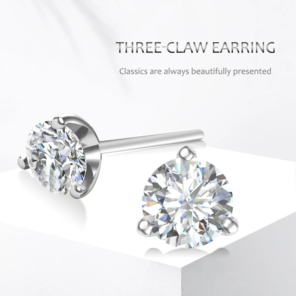 Christmas Gift 0.3-1.2 Carat D Color Moissanite Gemstone Stud Earrings For Women 925 Sterling Silver Solitaire Fine Jewelry
