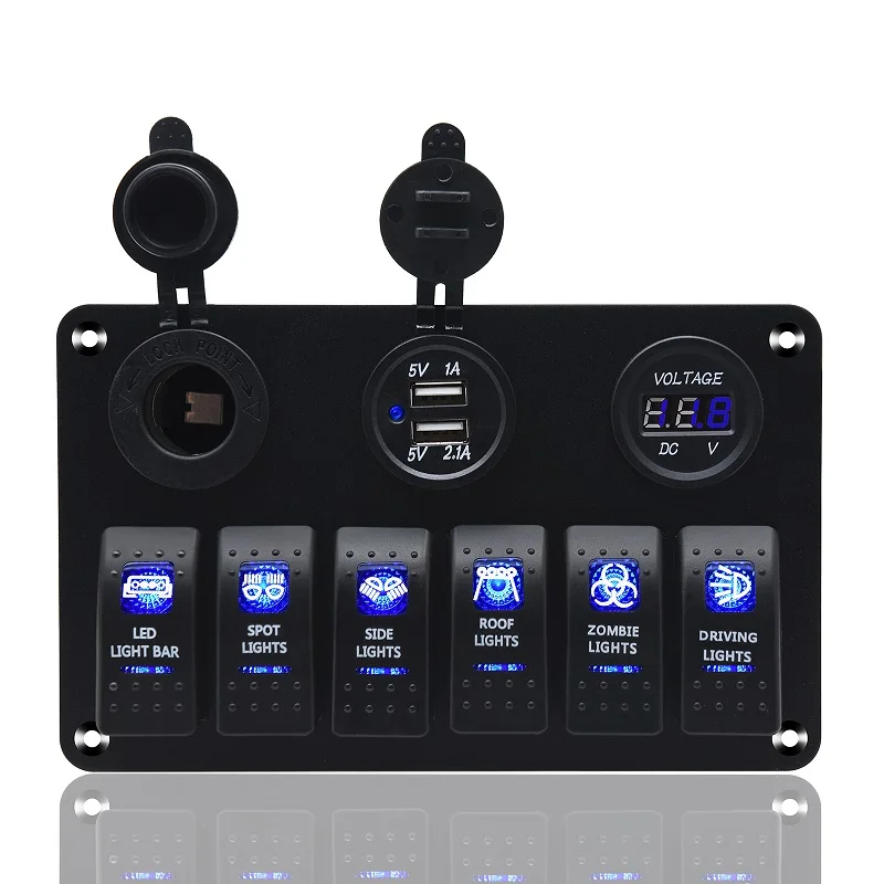 Pannello Interruttori KAOLALI 6 Gang - Con LED Blu, IP65, Per Camper, Auto E Barche - Foto 5