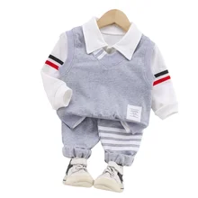 Children Spring Autumn Clothes Kids Boys Girls Vest Shirt Pants 3Pcs/sets Baby Infant Cotton Clothing Toddler Casual Sportswear
