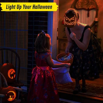 

Halloween Glowing Horror Pumpkin Mask Cosplay LED EL Neon Light Up Masquerade Mask For Halloween Festival Party Decorations