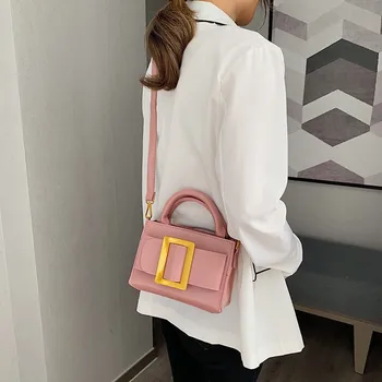 

Women's Bag 2019 New Belt Square Buckle Simple Shoulder Bag Personality Hand-held Bag One-shoulder Slanted Bag Women Bag