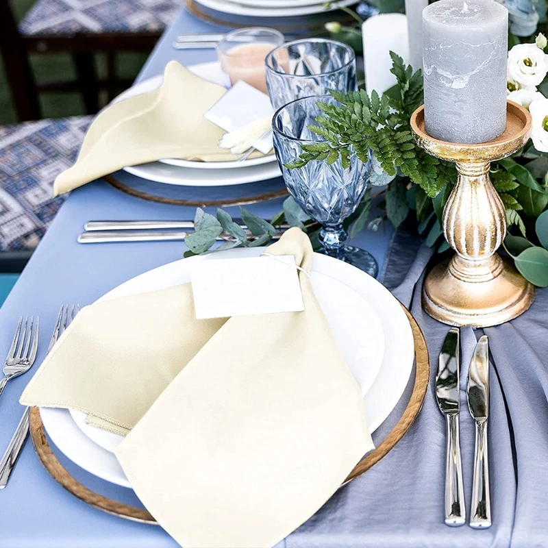 12Pcs 50cm Table Napkins Cloth Square Satin Fabric Napkin Pocket Handkerchief for Wedding Birthday Home Party Hotel hot