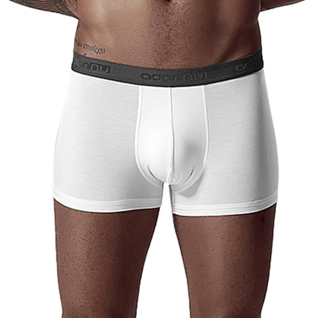 Male Underwear Elastic Wide Belt Men Underpant Solid Cotton Panties Model Boxer Sexy Plus Size Boxer#4