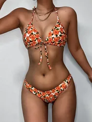 Floral Print Bikini 2021 Biquini String Swimsuit High Cut Bikini Set Bathing Suit Women Swimwear High Waist Bikinis Beach