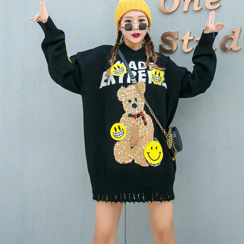 Vefadisa Black White Yellow Cartoon Print Women