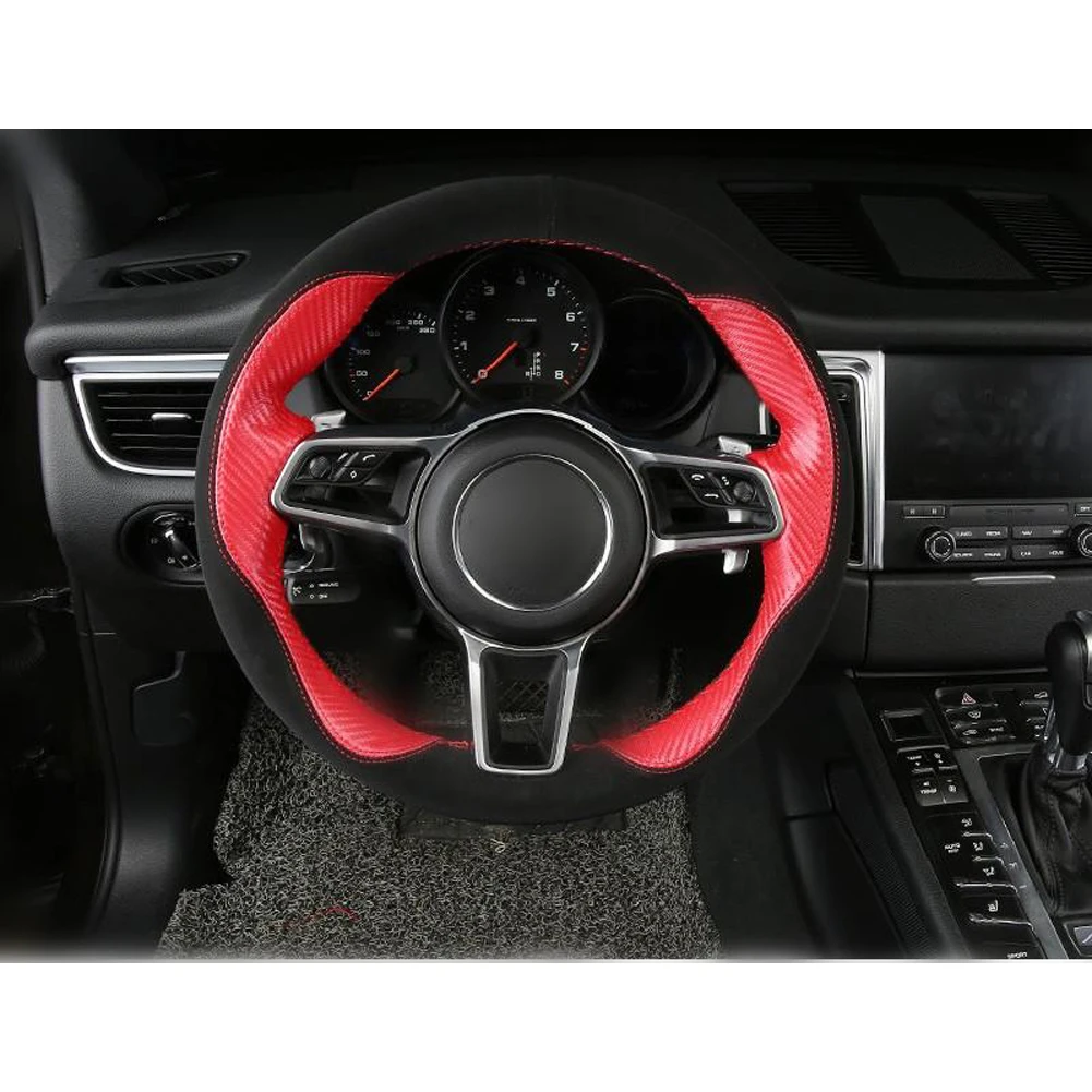 Stylish Hand Sewing Leather Car Steering Covers Anti-slip for Porsche Cayenne for DIY