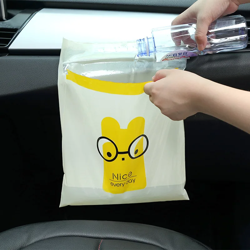 15pcs Cartoon Car Disposable Garbage Bag Adhesive Creative Large Capacity Hanging Storage | Дом и сад