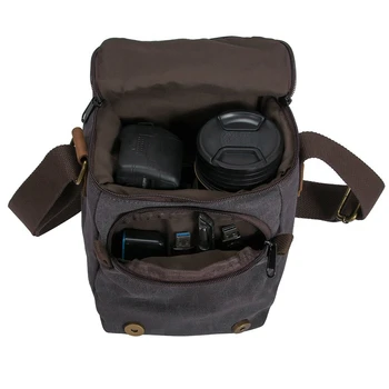 

Camera Bag Waterproof Canvas Trim Dslr Slr Shockproof Padded Camera Bag