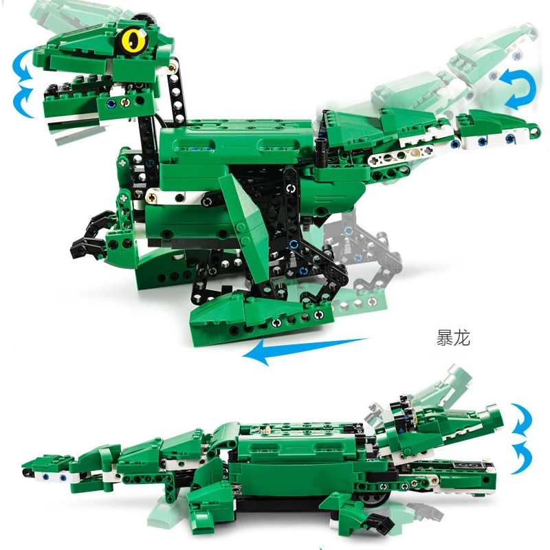 Совместимые технические 2 в 1 Динозавры Животные крокодил Wedo2.0 модели наборы строительных кубики, детские игрушки T Rex Юрского мира