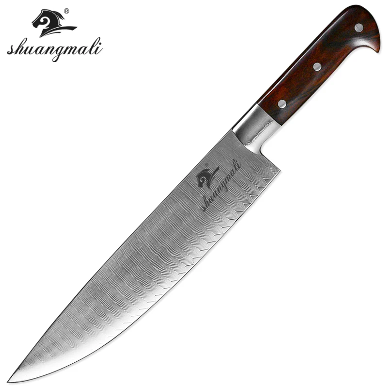 10 дюймов дамасский нож для Сталь Ножи Профессиональный Кухня ножей шеф-повара для приготовления пищи высокое качество гьюто Ножи деревянной ручкой