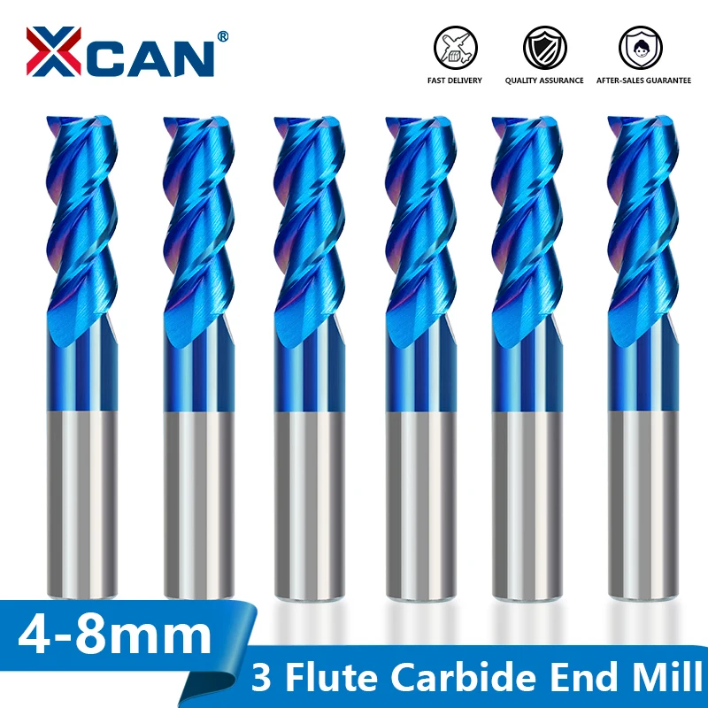 Xcan Milling Cutter 4/5/6/8mm Tungsten Carbide End Mill Aluminum Cutter