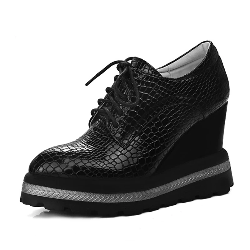 black 2 no fur DORATASIA/размеры 32-42; Лидер продаж; модные туфли на плоской платформе с резным узором; женские мокасины на танкетке; женская обувь на высоком каблуке - Цвет: black 2 no fur