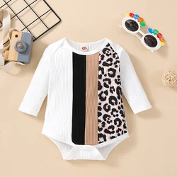 Spring Autumn Baby Leopard Round Neck Long Sleeve Romper Knitting wool Baby Romper Keep Warm Wool Romper