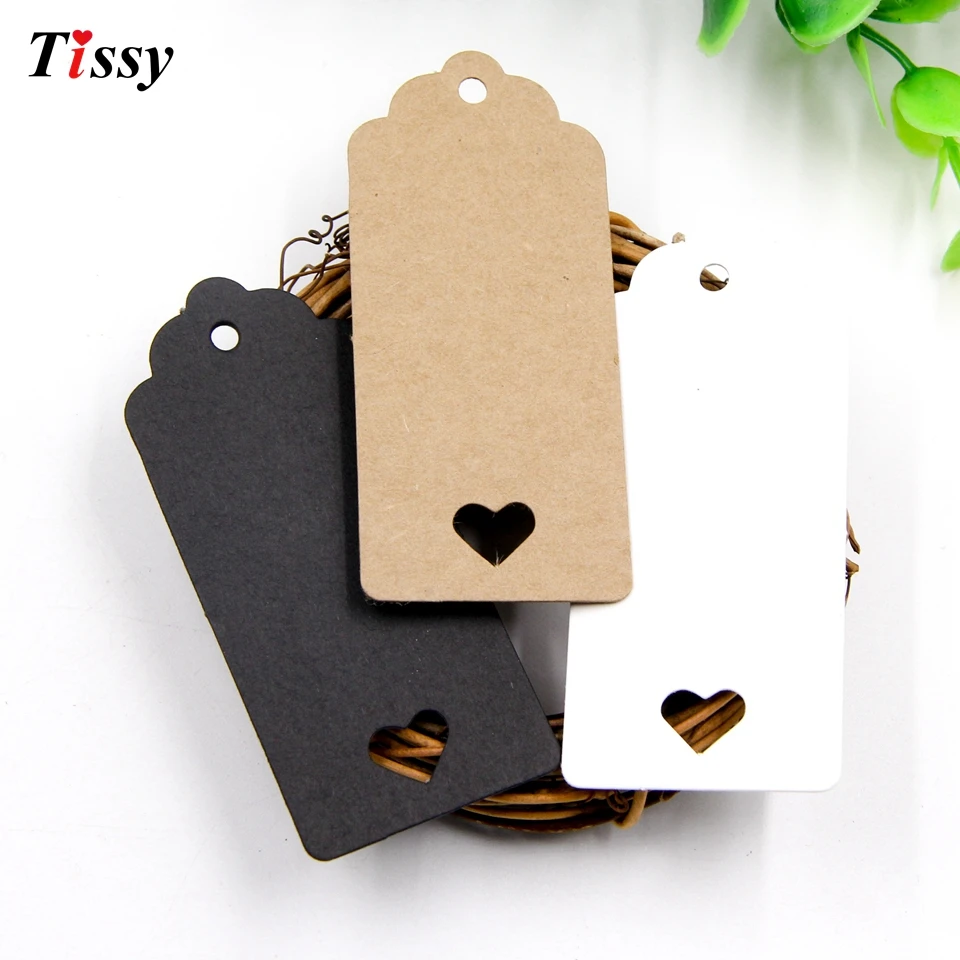 50PCS DIY Kraft Paper Tag Hollow Love Labels Card Hang Tag Wedding Party Note Blank price Hang tag Kraft Gift Wrapping Supplies