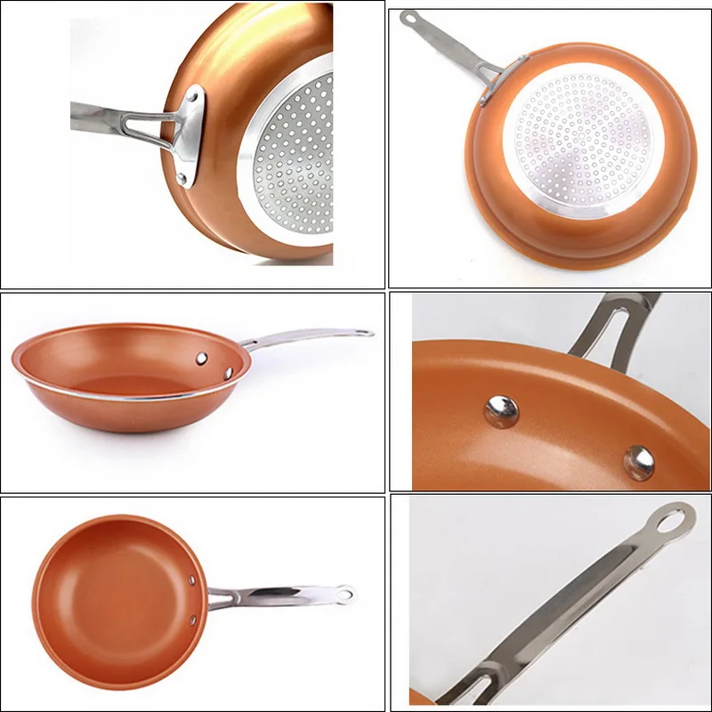 Non-stick Copper Frying Pan With Ceramic Coating And Induction Cooking, Oven And Dishwasher Safe Kitchen Pots