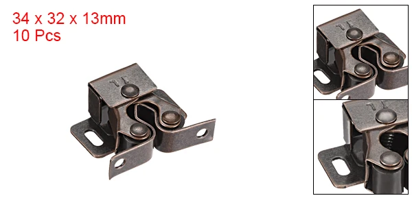 Copper Tone 10pcs Uxcell 1-2-5-10-20Pcs Ретро двери шкафа двойной ролик ловит мяч защелки с зубец Медь Серебряный тон - Цвет: Copper Tone 10pcs