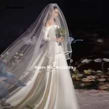 Настоящая фотография, белая/слоновая кость, двухслойная свадебная вуаль, 3,5 м, Мантилья, свадебная вуаль невесты, свадебные аксессуары, Veu De Noiva