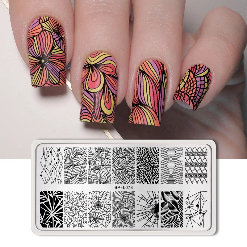 BORN PRETTY ногтей штамповки пластины цветок геометрии художника тема дизайн ногтей штамп изображения пластины из нержавеющей стали трафарет Инструменты - Цвет: Pattern 14