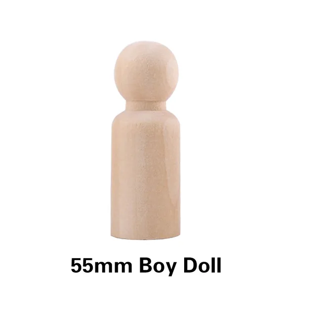 80 шт. 55 мм 65 мм деревянные заготовки неокрашенные колышки для кукол женские и мужские деревянные украшения натуральные деревянные поделки Семейные деревянные колышки для кукол - Цвет: 55mm boy doll