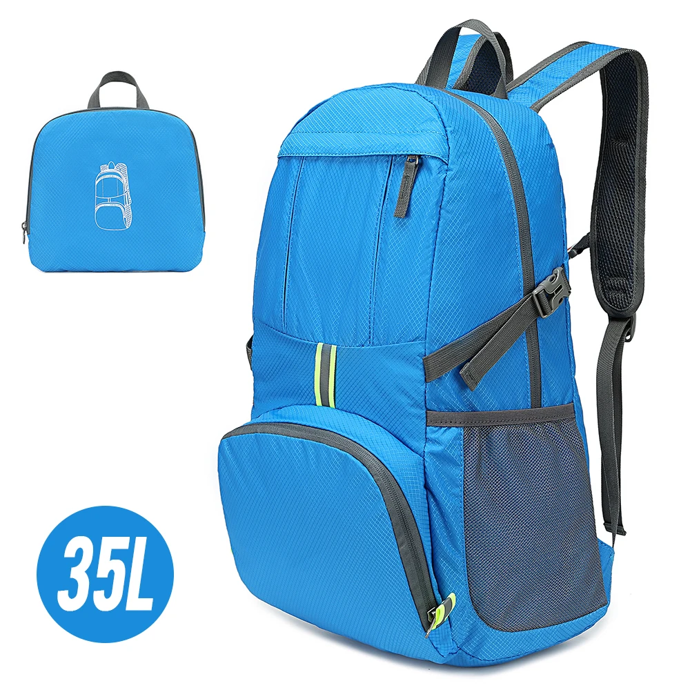 

35L Lightweight Folding Backpack Water Repellent Bag Pack Outdoor Sports Camping Climbing Hiking Traveling School Student Bag