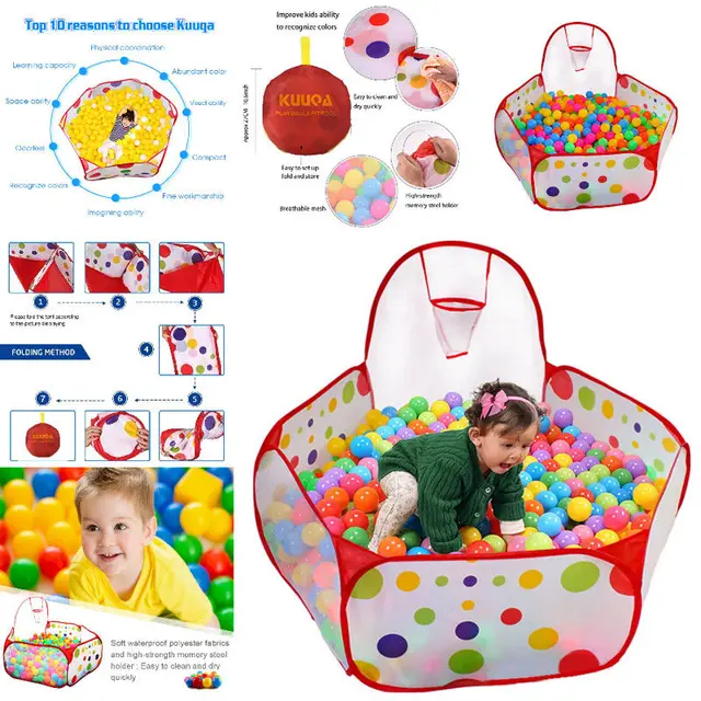 Folding Kids Playpen Ocean Ball Game Pool Portable Children Game Play Tent In/Outdoor Playing House Pool Pit Kids Tent Toy 3