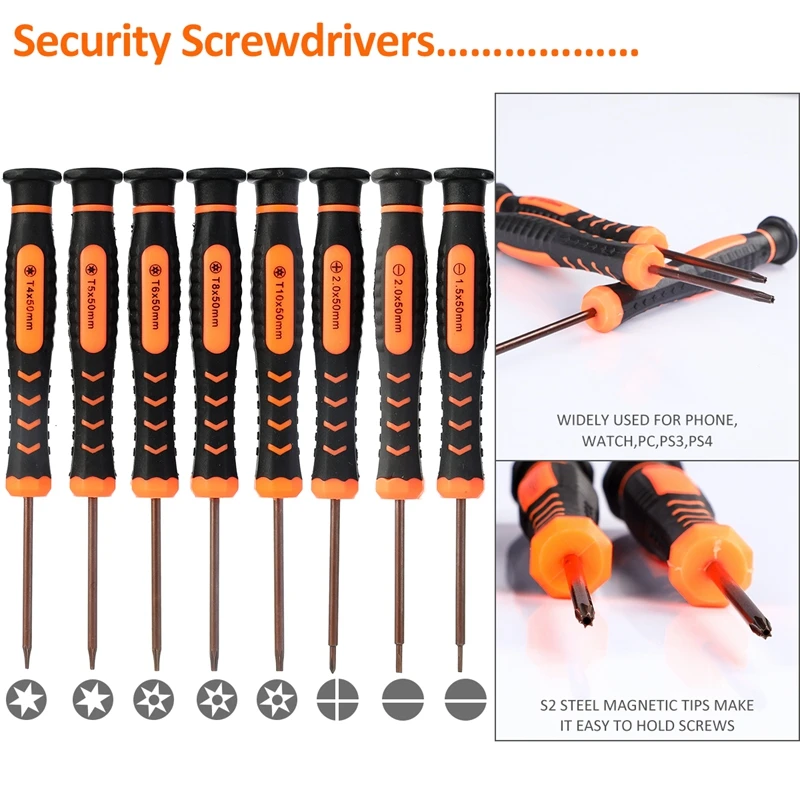 Urijk 16 In 1 Precision Screwdriver SetMagnetic Tips Repair Tool Kit With T4-T10 Phillips For Phone/Watch/Eyeglasses/PC Etc
