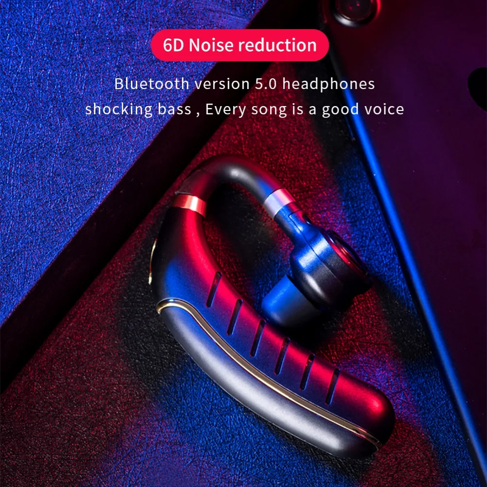 

Wireless Bluetooth 5.0 Earphone Ear Hook 6D Noise Reduction Handsfree Stereo Earphone for Andriod Ois Smartphone