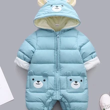 Детский комбинезон с капюшоном, теплый хлопковый комбинезон с принтом панды, зимняя одежда для новорожденных мальчиков, 2020