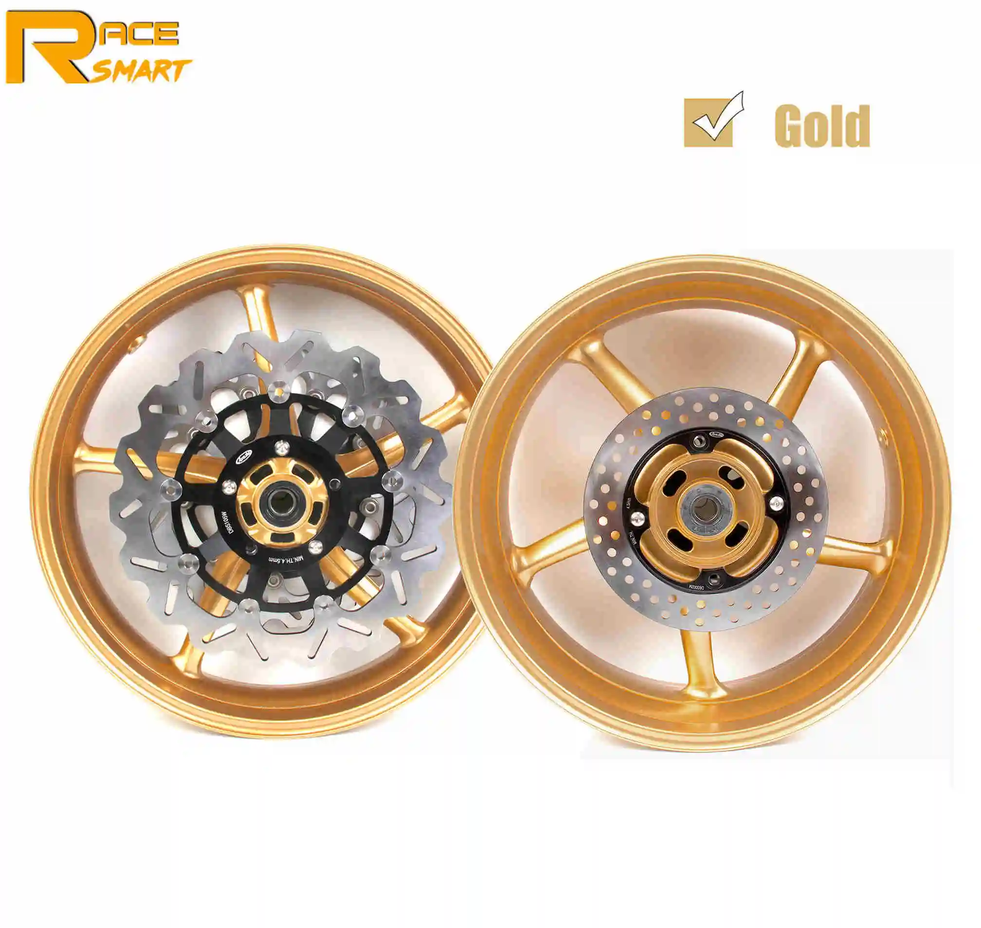 Gold rim Black disc Для Triumph Daytona 675 2006-2012 мотоциклетные передние и задние колеса обода передние и задние колеса диски тормозных дисков мотоциклы 2009 2010 2011 - Цвет: Gold rim Black disc