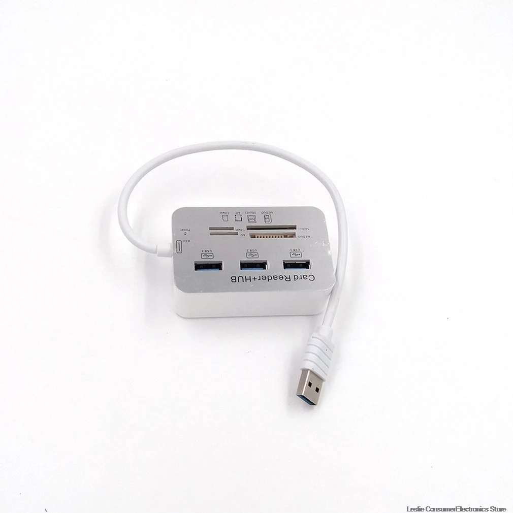USB 3,0 док-станция USB 3,0 высокое Скорость 7 в 1 устройство для чтения карт памяти флеш адаптером MS/M2/TF адаптер зарядное устройство с 3 usb-портами для разветвитель комбо из алюминиевого сплава