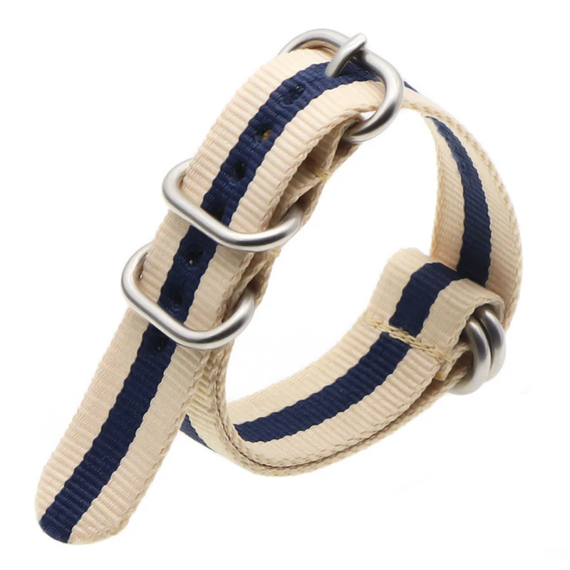 Khaki blue S 21 цвет прочный нейлоновый ремешок otan ZULU ремешок 18 мм 20 мм 22 мм 24 мм полосатый Радужный холст замена ремешок для часов - Цвет ремешка: Khaki blue S
