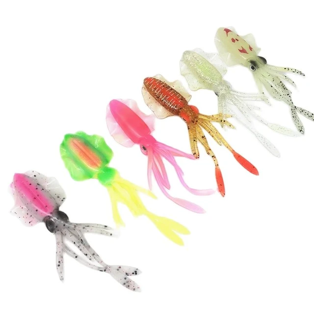 2Pcs*10/12/15cm Glow Fishing Luminous Octopus UV Squid Soft Lure