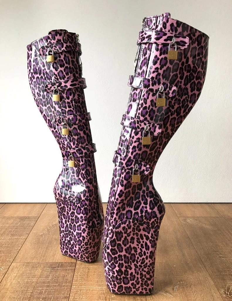 leopard heel boots