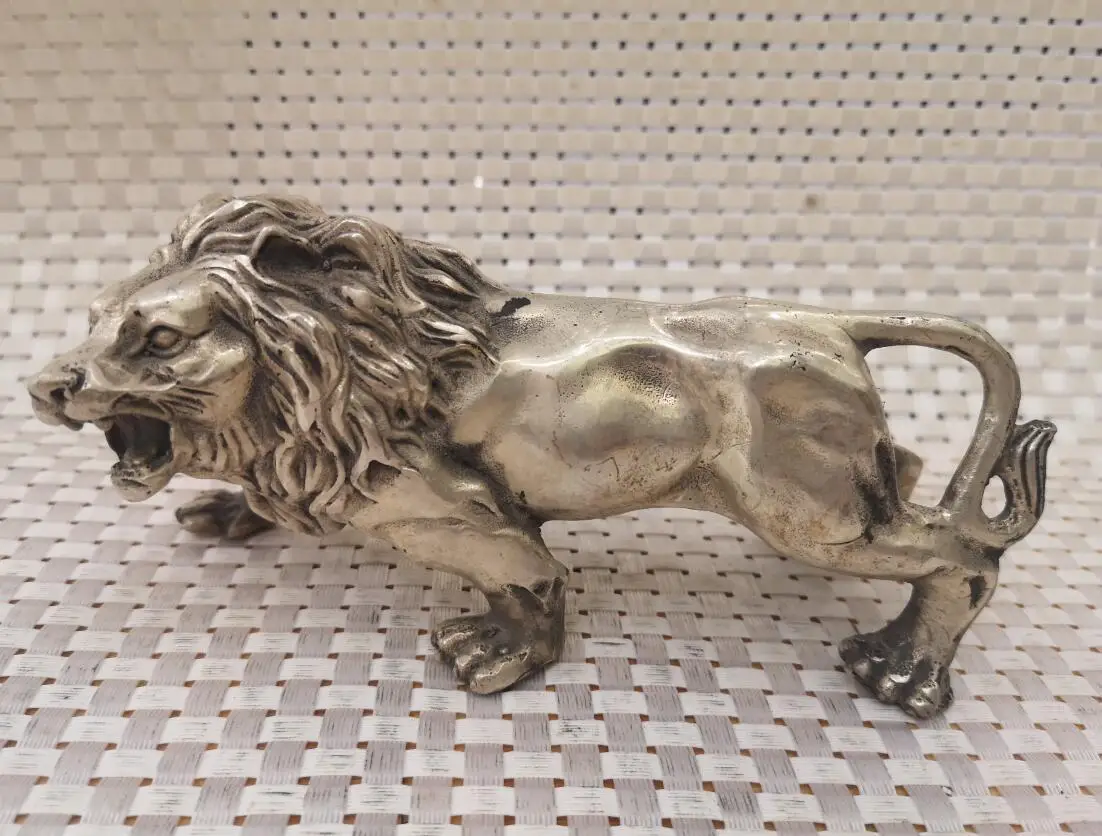 

Collection Old Tibetan silver lion Statue,High Quality Home Art Decoration Crafts sculpture