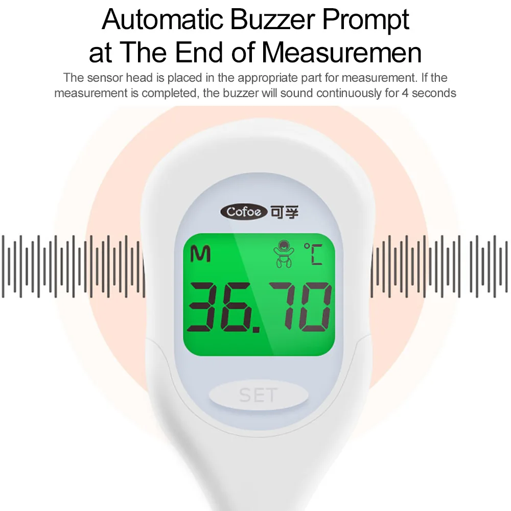Cofoe термометр для контроля овуляции с мягкой головкой цифровой термометр для тела большой светодиодный дисплей медицинский прибор для измерения времени овуляции температура тела