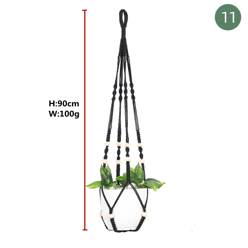 Macrame handmade plant hanger baskets flower pots holder balcony hanging decoration knotted lifting rope home garden supplies cement flower pots