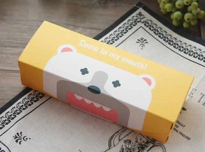 only 10pcs box 19,5*5*7 см розовый желтый кот медведь печенье 10 шт. Макарон конфеты бумажная коробка для рождения ребенка подарок на свадьбу - Цвет: only 10pcs box