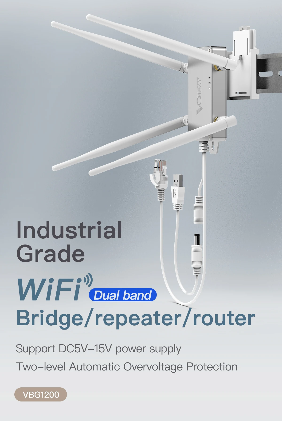 Vonets Industrial Dual Band 2.4Ghz + 5Ghz Router Wifi Wireless Bridge Ethernet /Repeater Adattatore Wifi Per Dispositivi Di Rete Vbg1200
