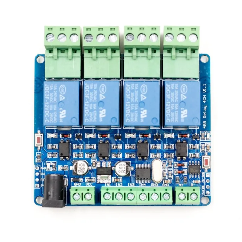 Modbus 4-Канальный Релейный Модуль STM8S103 система 4 дорожный вход 485 связь DIY