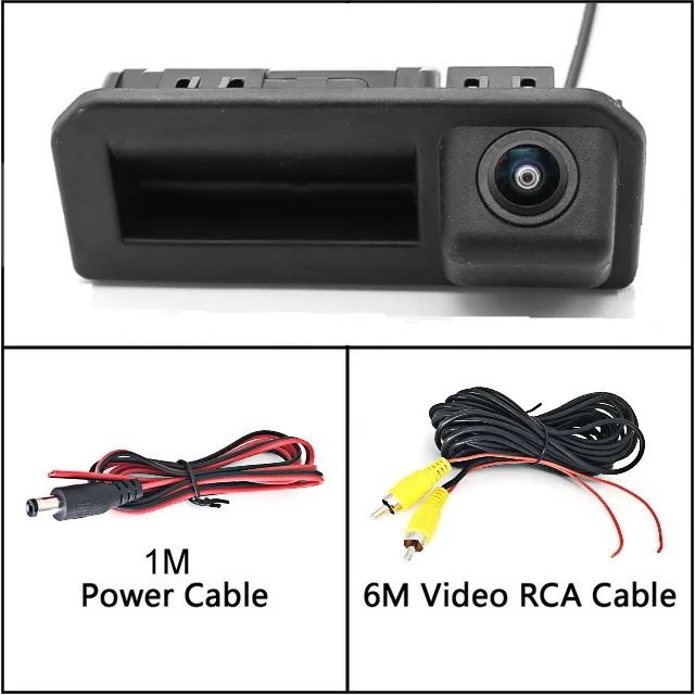 Для Skoda Fabia 3 Kodiaq Rapid FL Scala превосходная ручка багажника Автомобильная камера заднего вида камера для парковки ночное видение HD - Название цвета: Wire n Camera