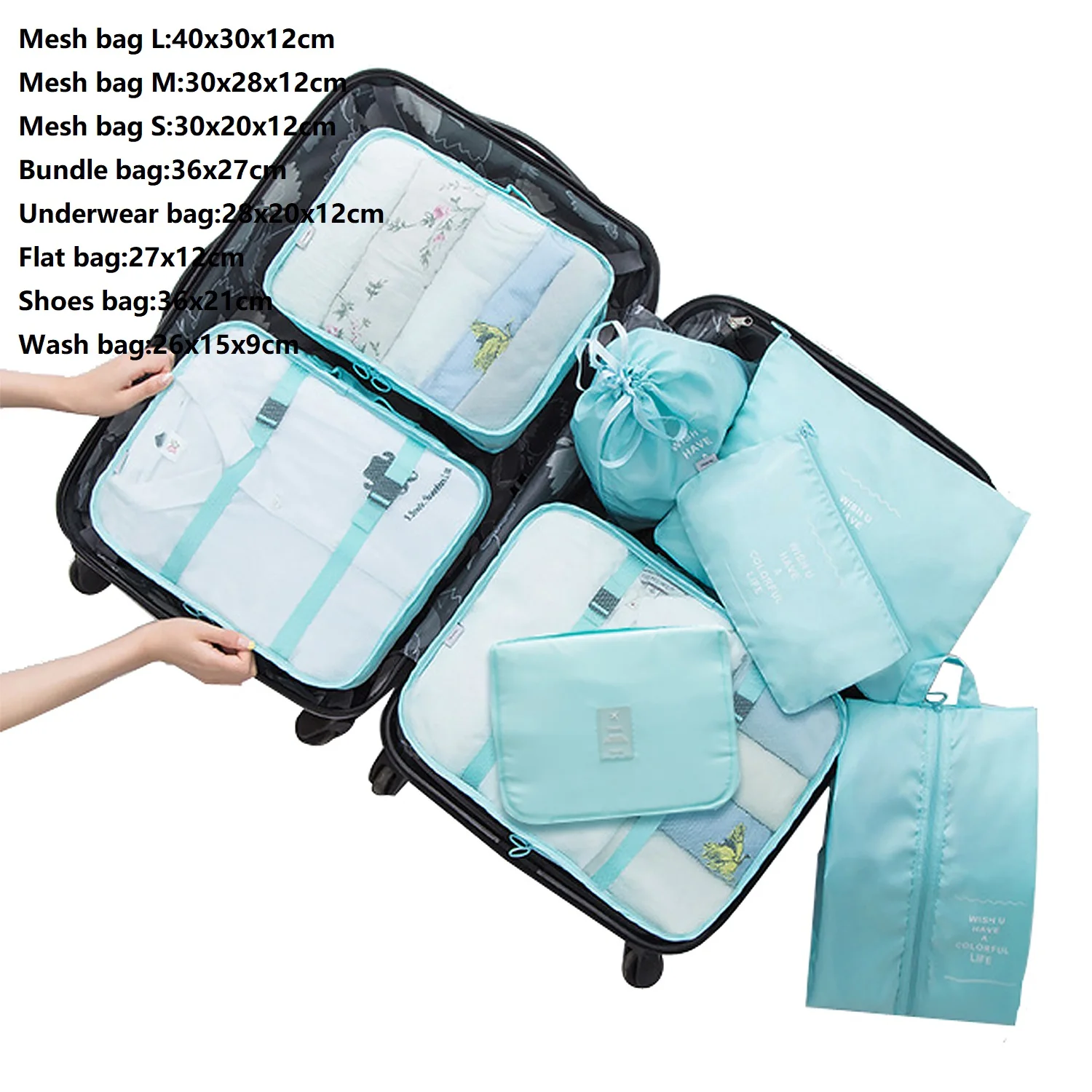 Sapphirine2 8pcs 8 шт Дорожная Домашняя одежда Набор сумок для хранения нижнего белья Одежда Органайзер для одеял обувь перегородка аккуратный чемодан Упаковочные пакеты для кубиков - Цвет: Sapphirine2 8pcs