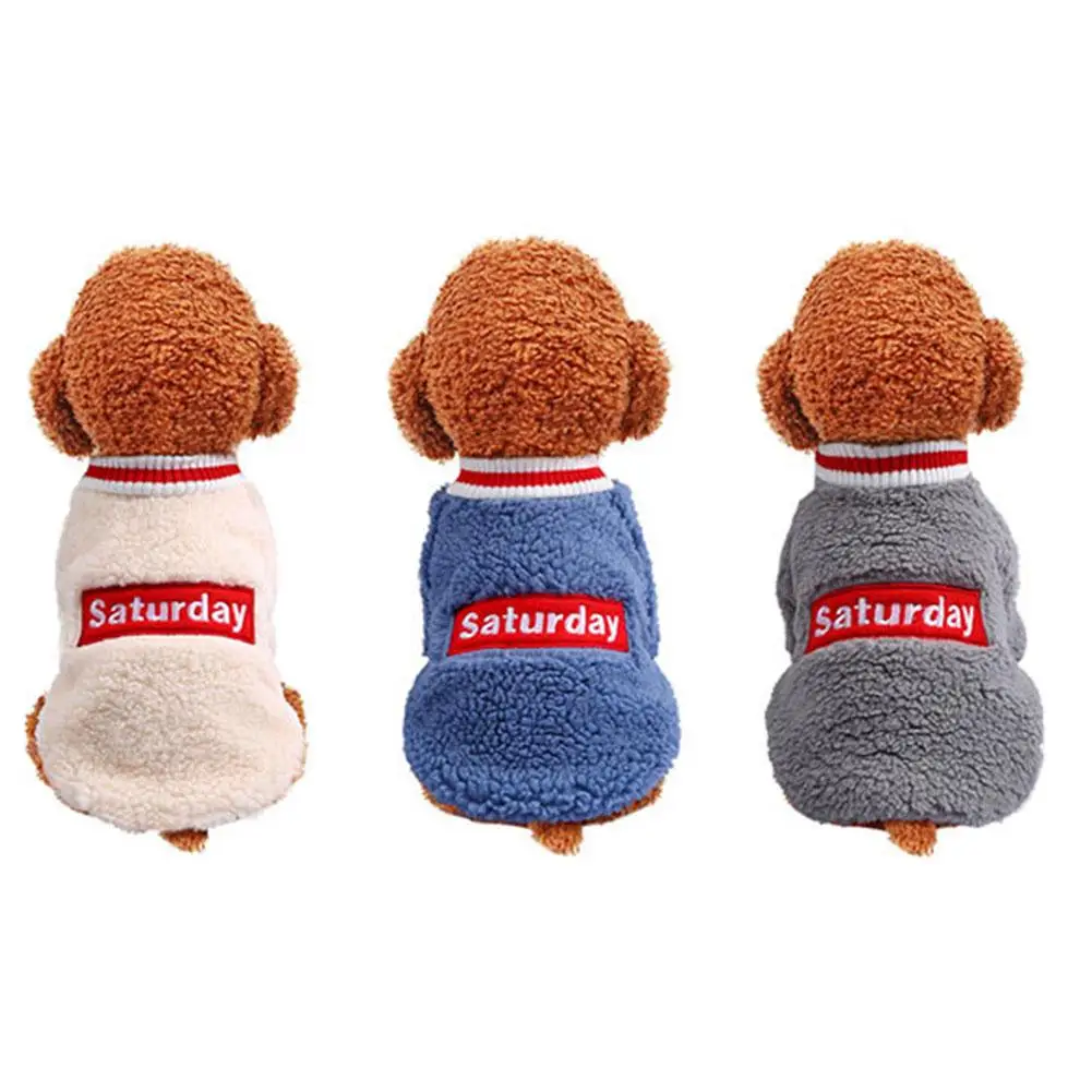 

Pet Dog Cat Sweater Autumn and Winter Teddy Clothes English Label Lambskin Round Neck Shirt Two-legged Clothing