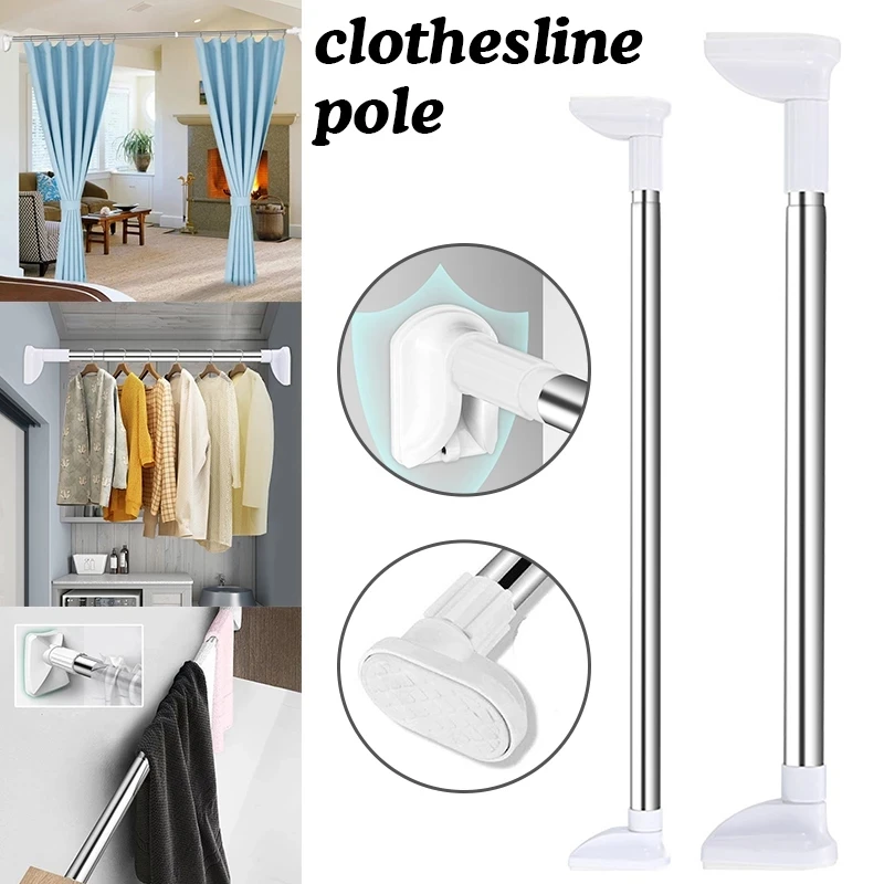 Telescopic Clothing Rod Punch free Adjustable Shower Curtain Rods And